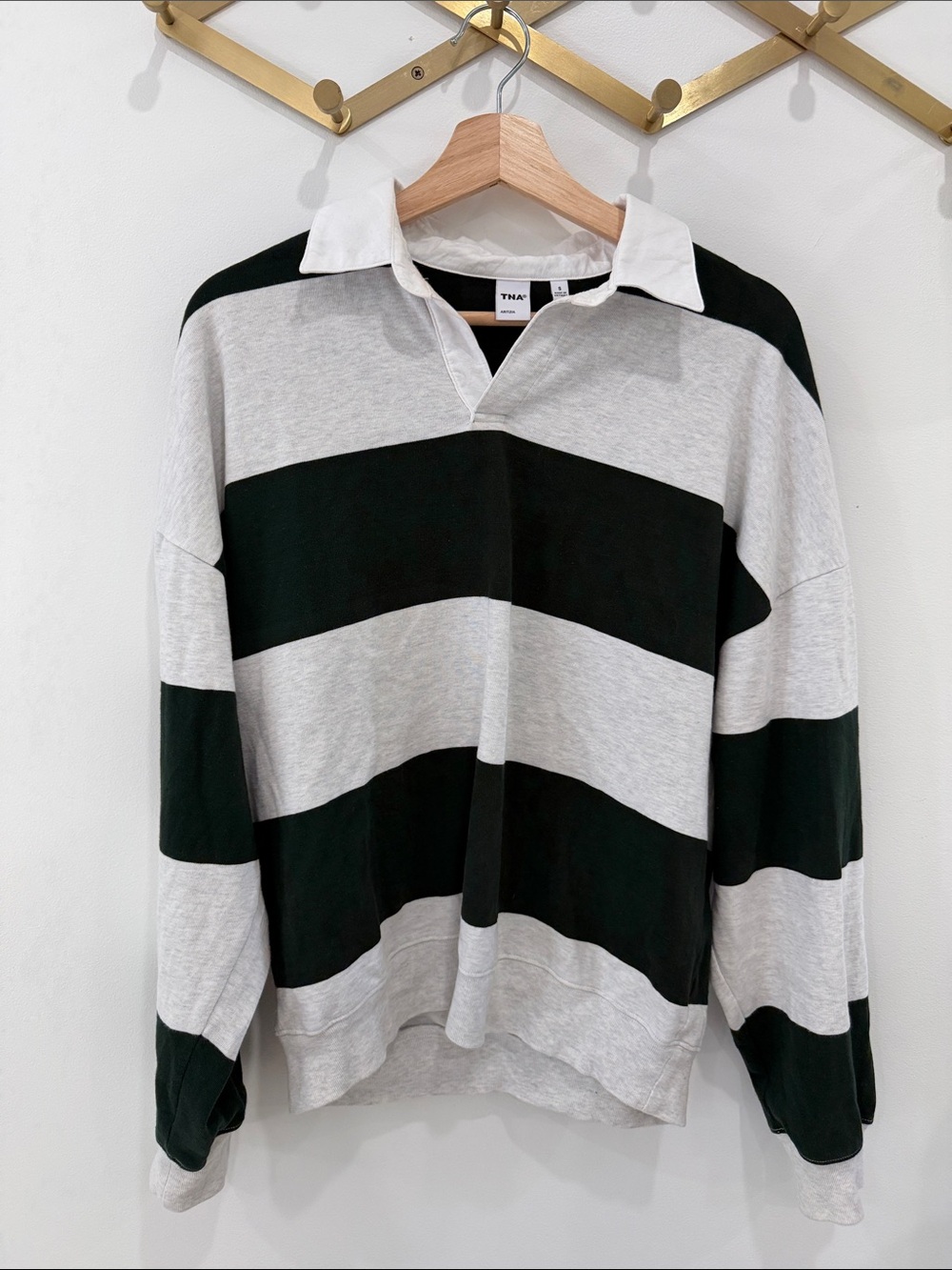 Aritzia Might Cotton Lamu Polo - Green & Gray